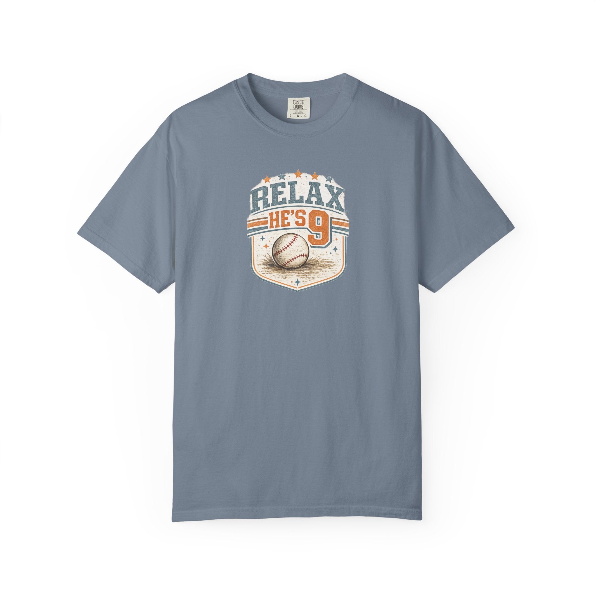 Relax He’s 9 Vintage Baseball Tee