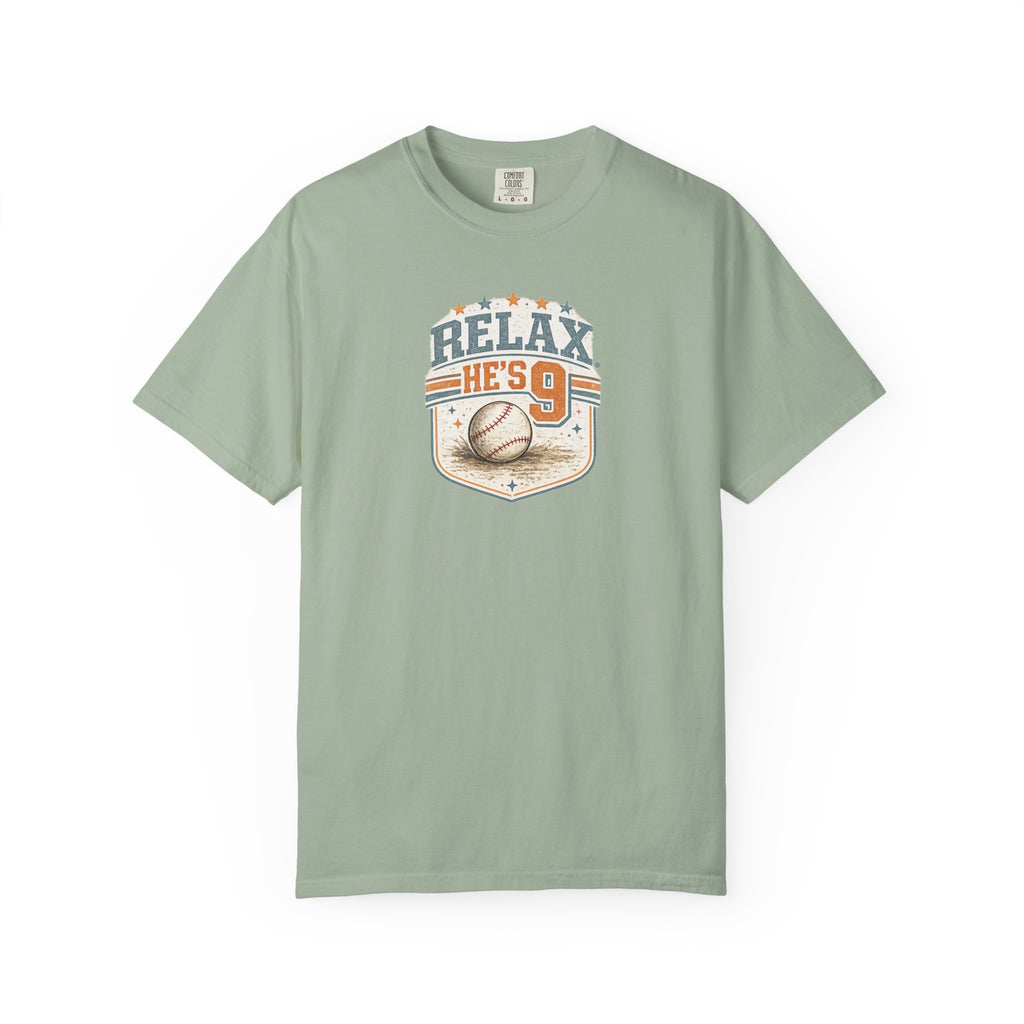 Relax He’s 9 Vintage Baseball Tee