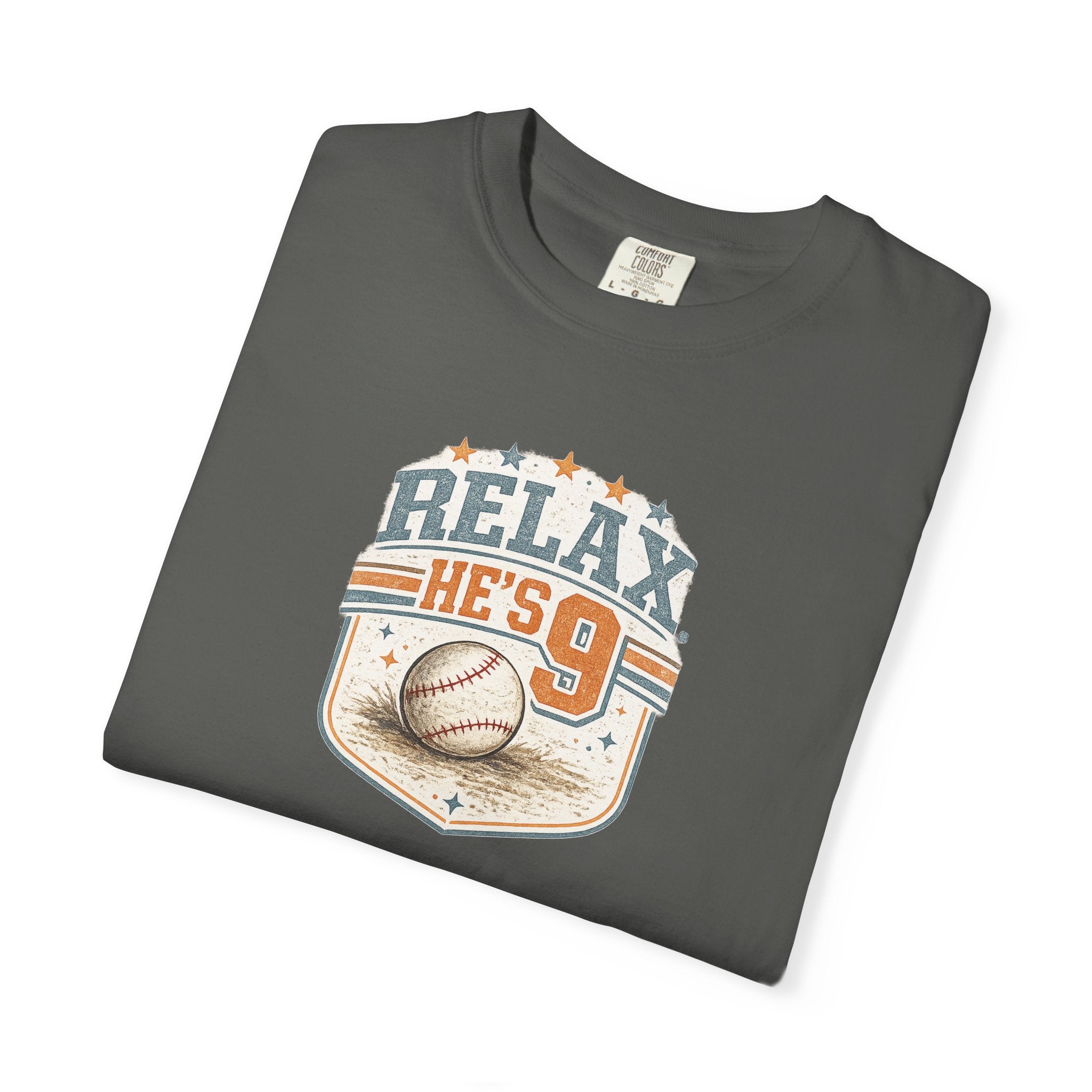 Relax He’s 9 Vintage Baseball Tee