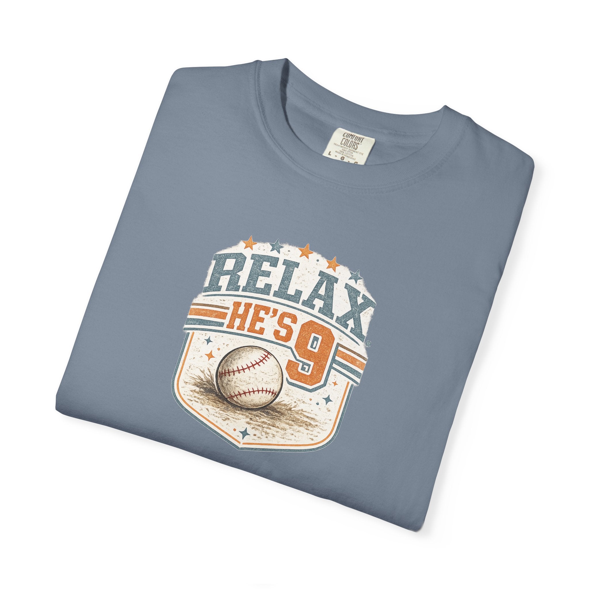 Relax He’s 9 Vintage Baseball Tee