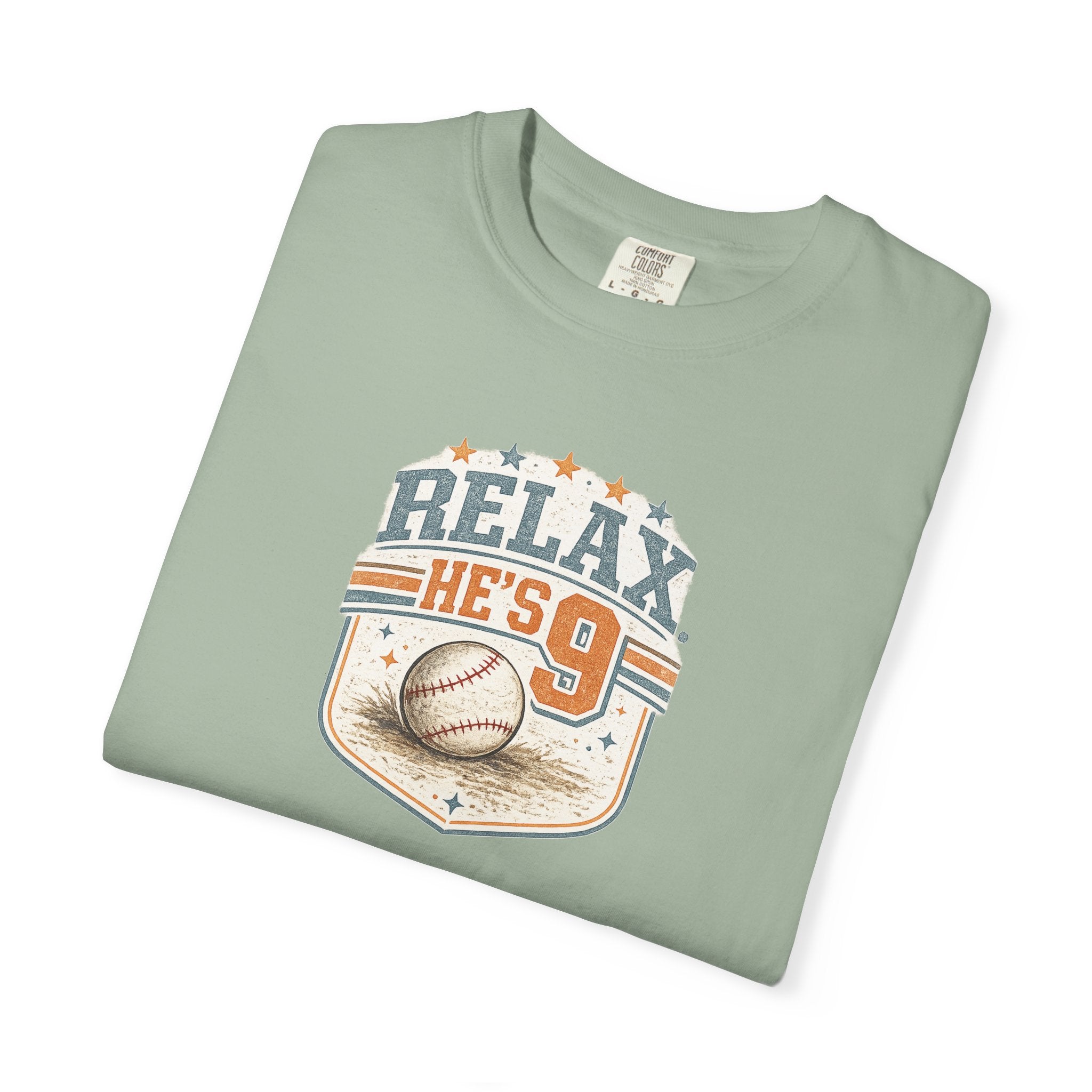 Relax He’s 9 Vintage Baseball Tee