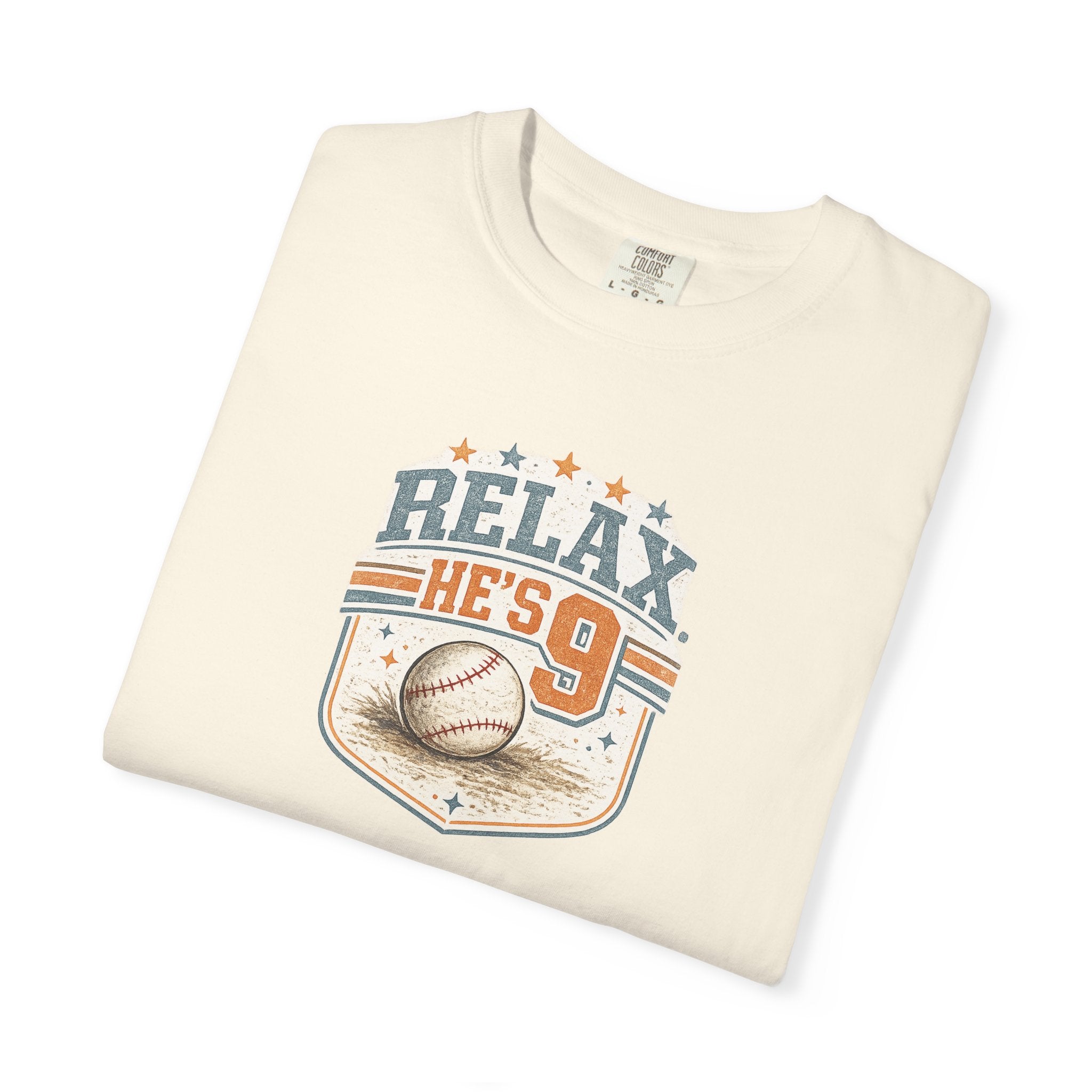 Relax He’s 9 Vintage Baseball Tee