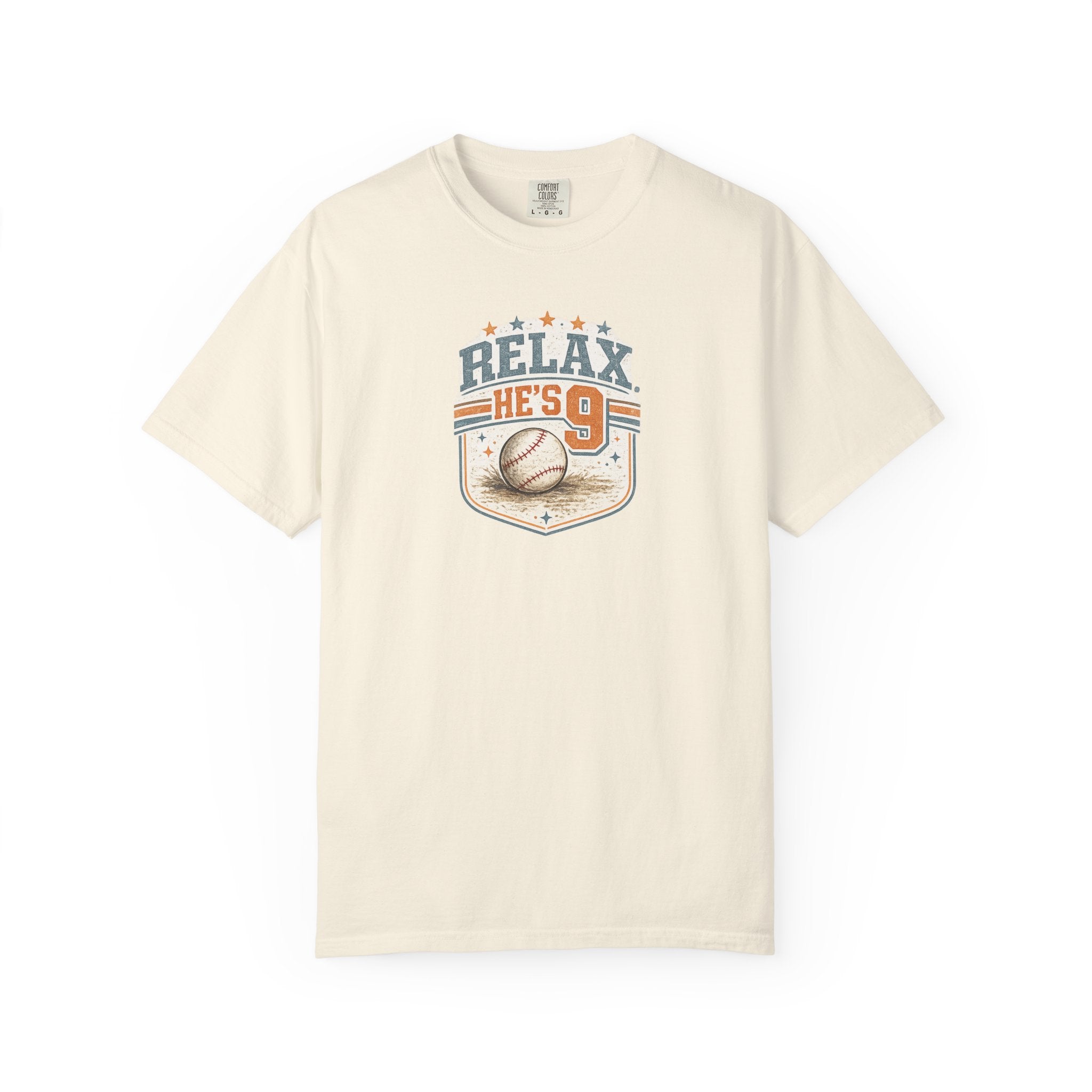 Relax He’s 9 Vintage Baseball Tee
