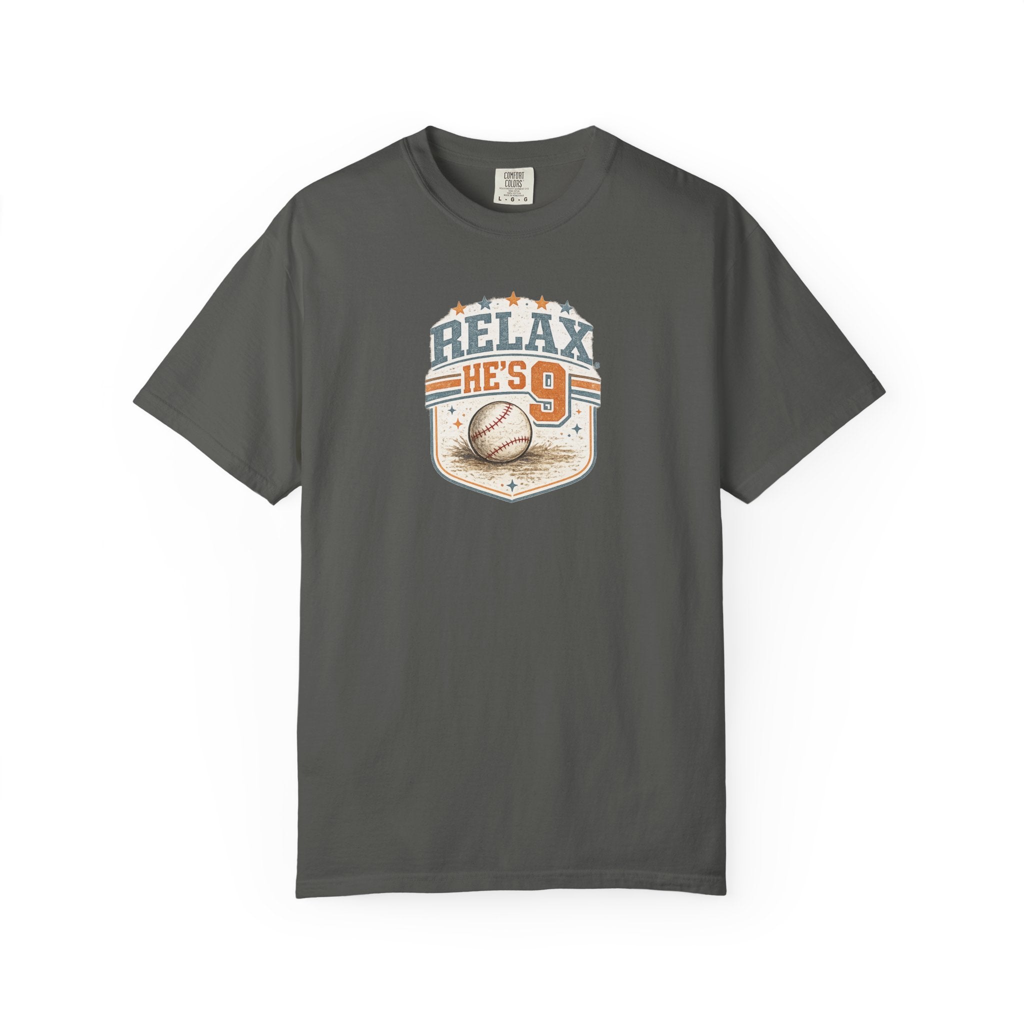 Relax He’s 9 Vintage Baseball Tee